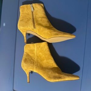 Gold suede booties